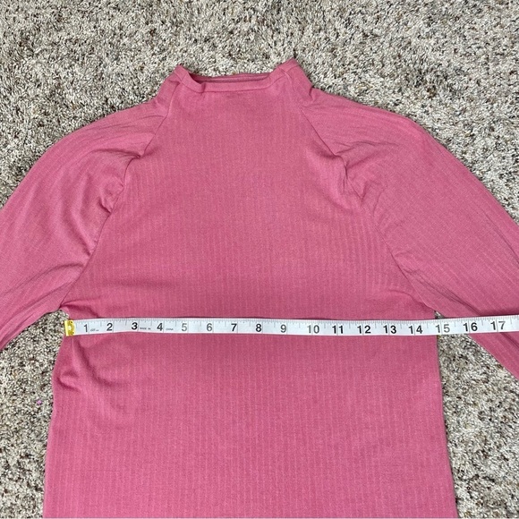 By Anthropologie Pink Ribbed Mock Neck Long Sleeve Top Shirt Medium - Picture 6 of 7